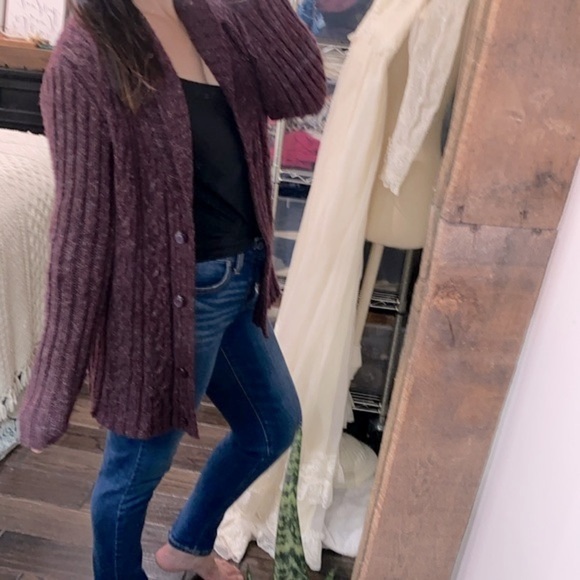 Reitmans burgundy knit sweater cardigan size large - Picture 1 of 8